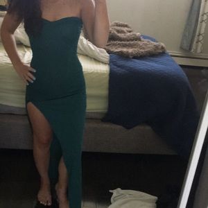 Emerald dress with slit